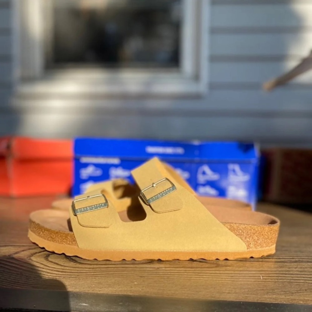 Birkenstock Arizona Vegan Sandals in Latte Cream